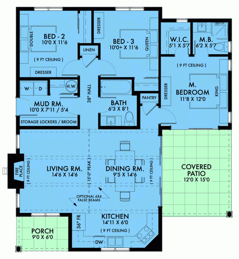 Plan 42949 Classic 3 Bedroom Modern Farmhouse Plan