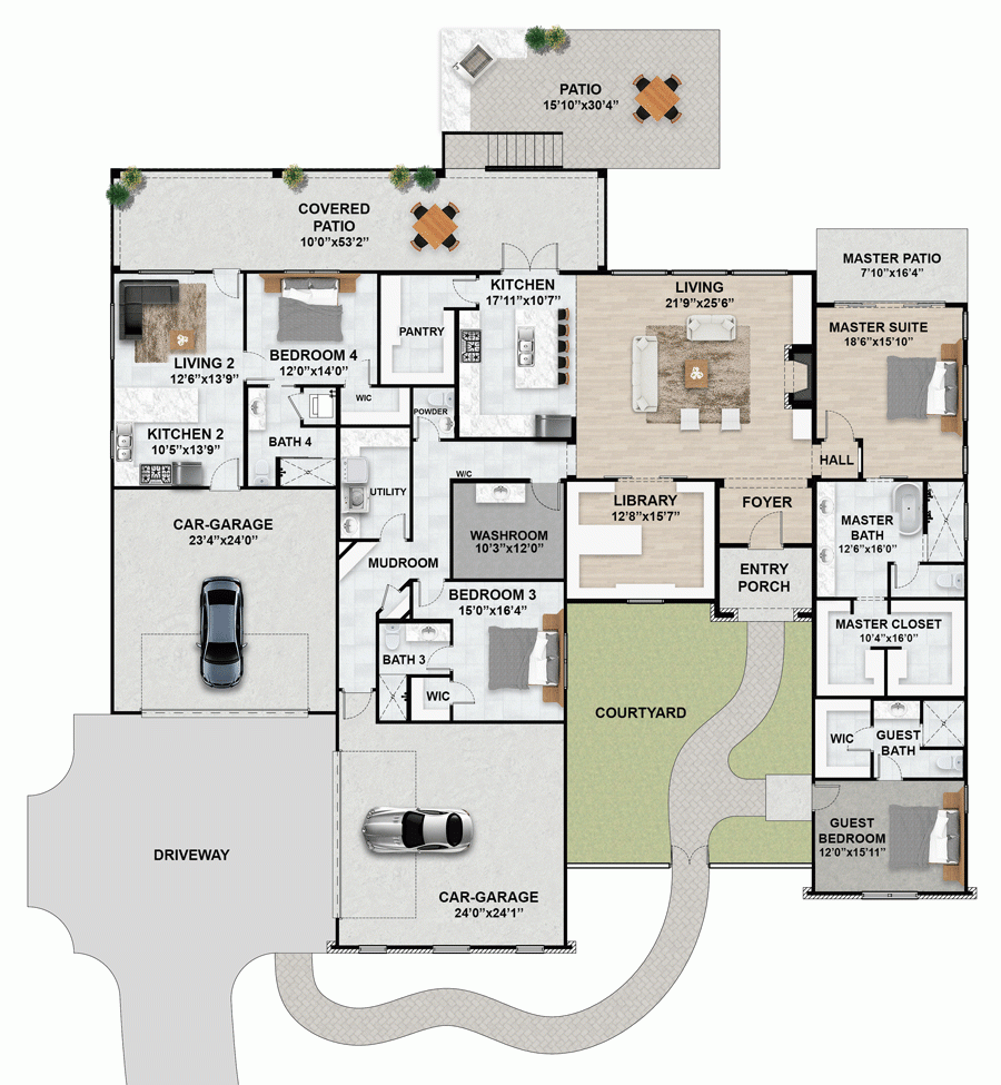 Plan 430083LY Contemporary Multi Generational Home Plan Under 3800 Square Feet With Entry Courtyard Plan 430083LY Contemporary Multi Generational Home Plan Under 3800 Square Feet With Entry Courtyard