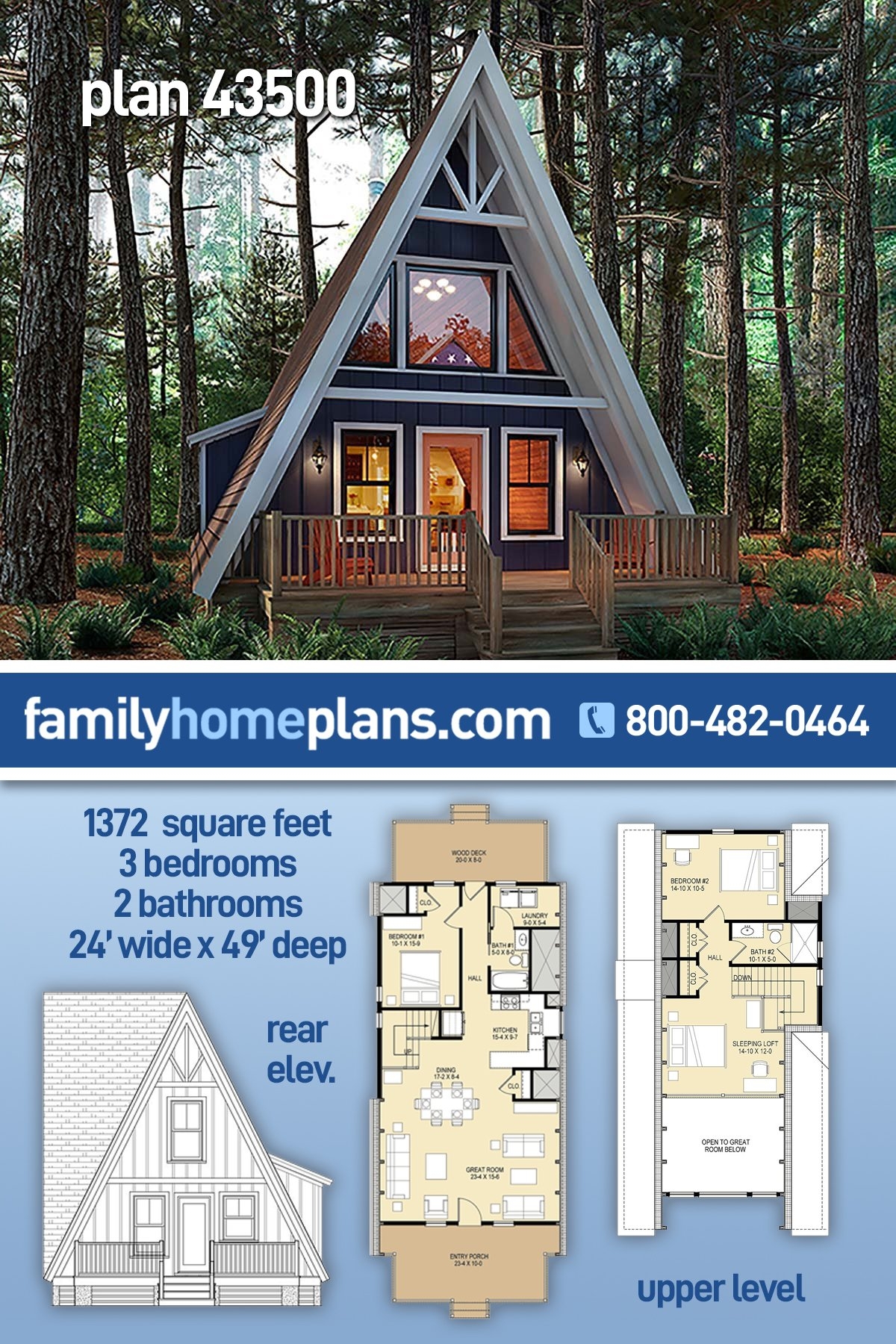 Plan 43500 Contemporary A Frame House Plan With Loft Plan 43500 Contemporary A Frame House Plan With Loft