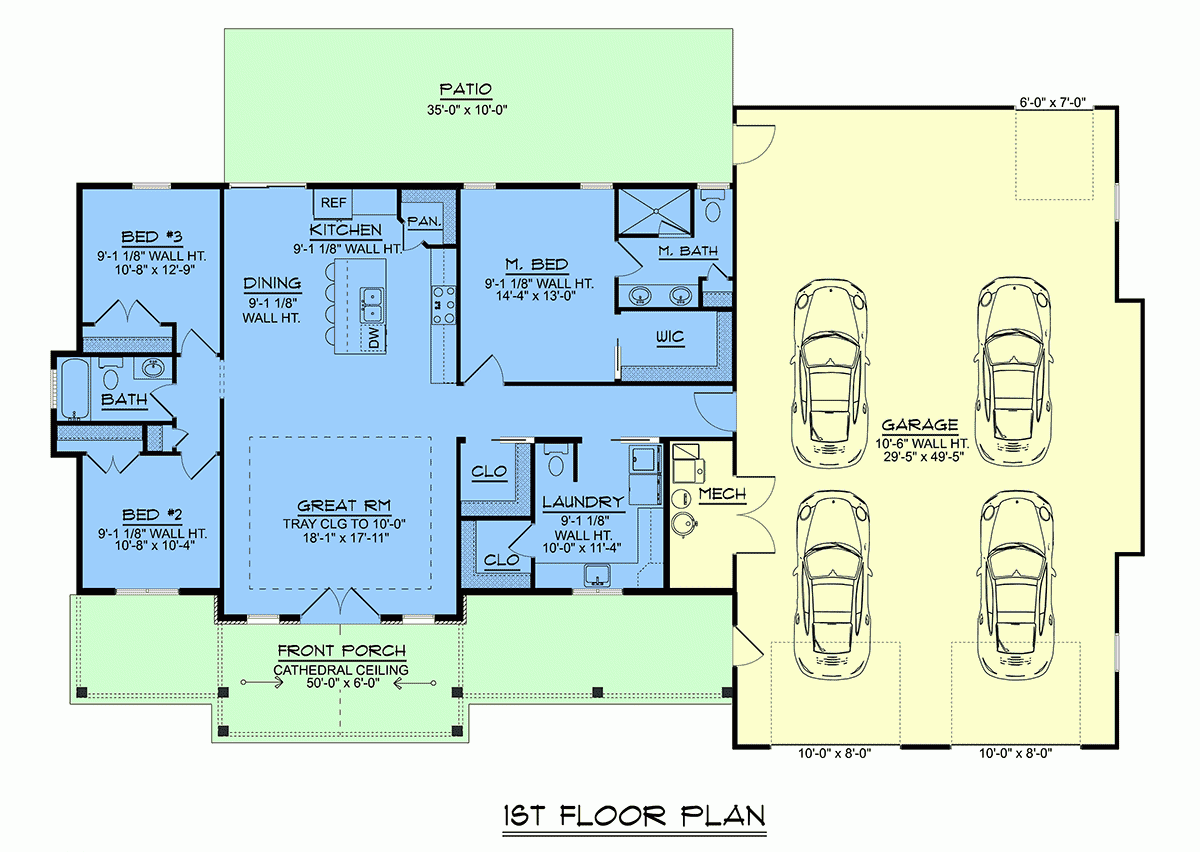 Plan 43993 Barndominium Plan With 4 Bay Garage Shop