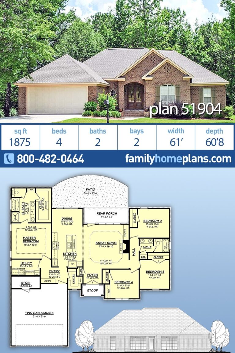 Plan 51904 Traditional Brick Home Plans With European Styling