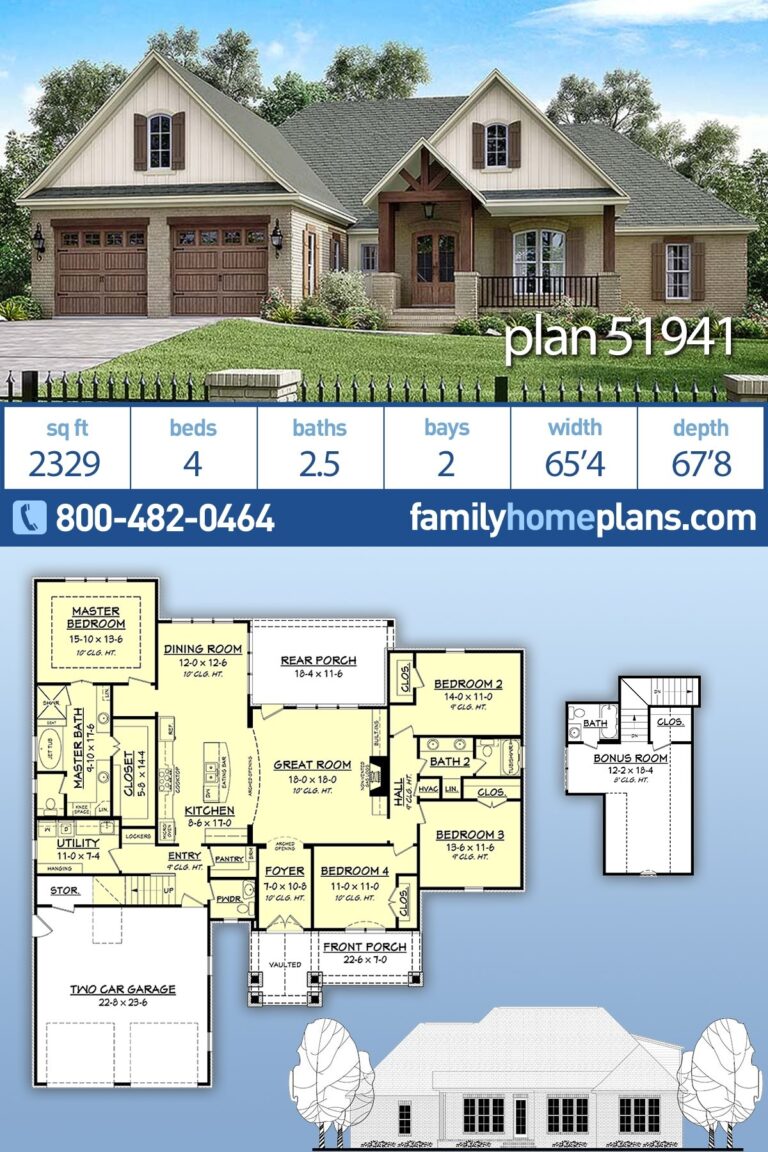 Plan 51941 Beautiful 4 Bedroom Traditional Home Floor Plans