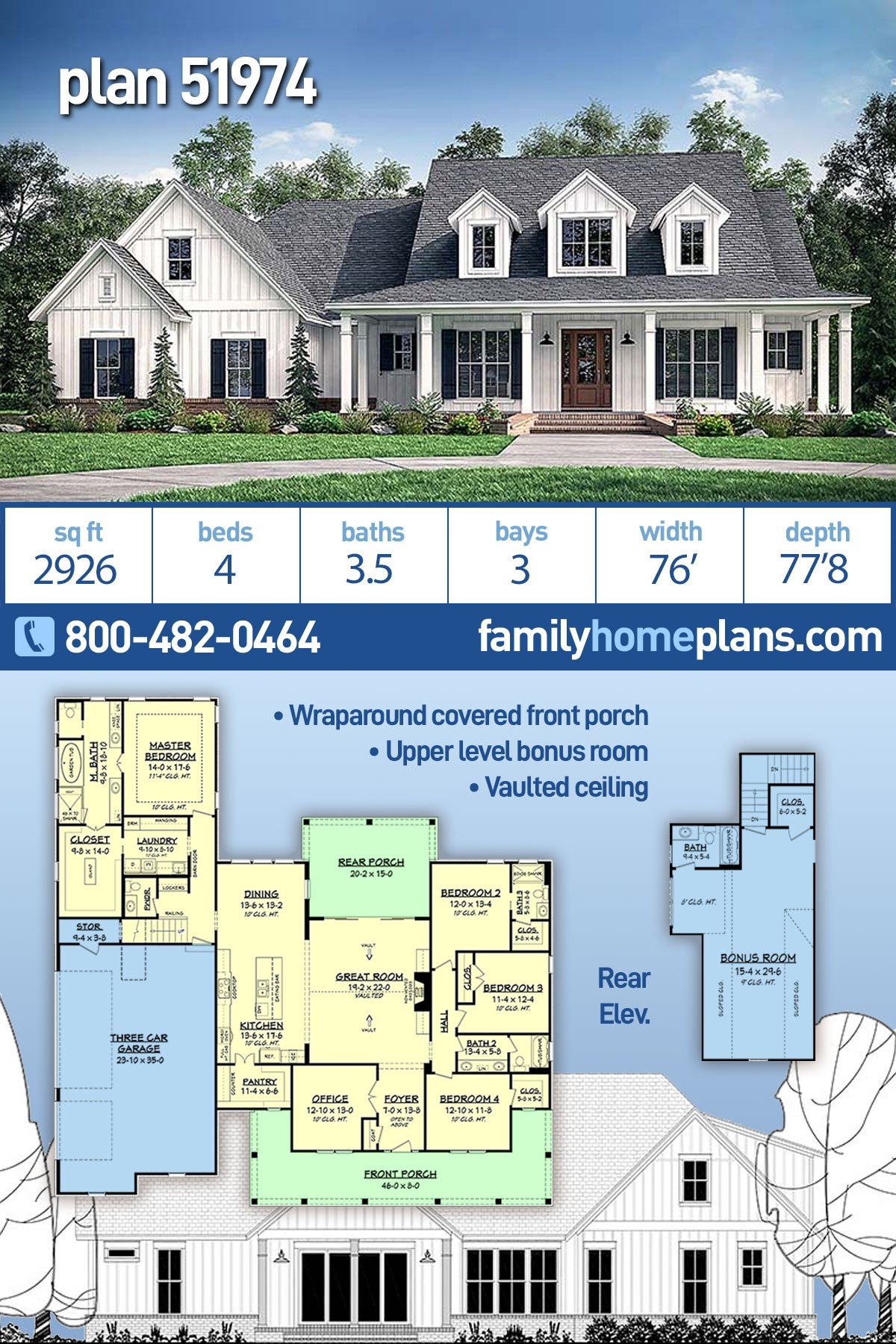 Plan 51974 Country Farmhouse Style Home Floor Plan With Almost Plan 51974 Country Farmhouse Style Home Floor Plan With Almost
