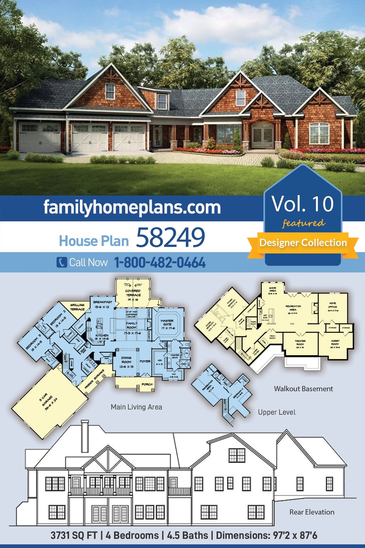 Plan 58249 Craftsman Style House Plan With Shingled Exterior An Plan 58249 Craftsman Style House Plan With Shingled Exterior An