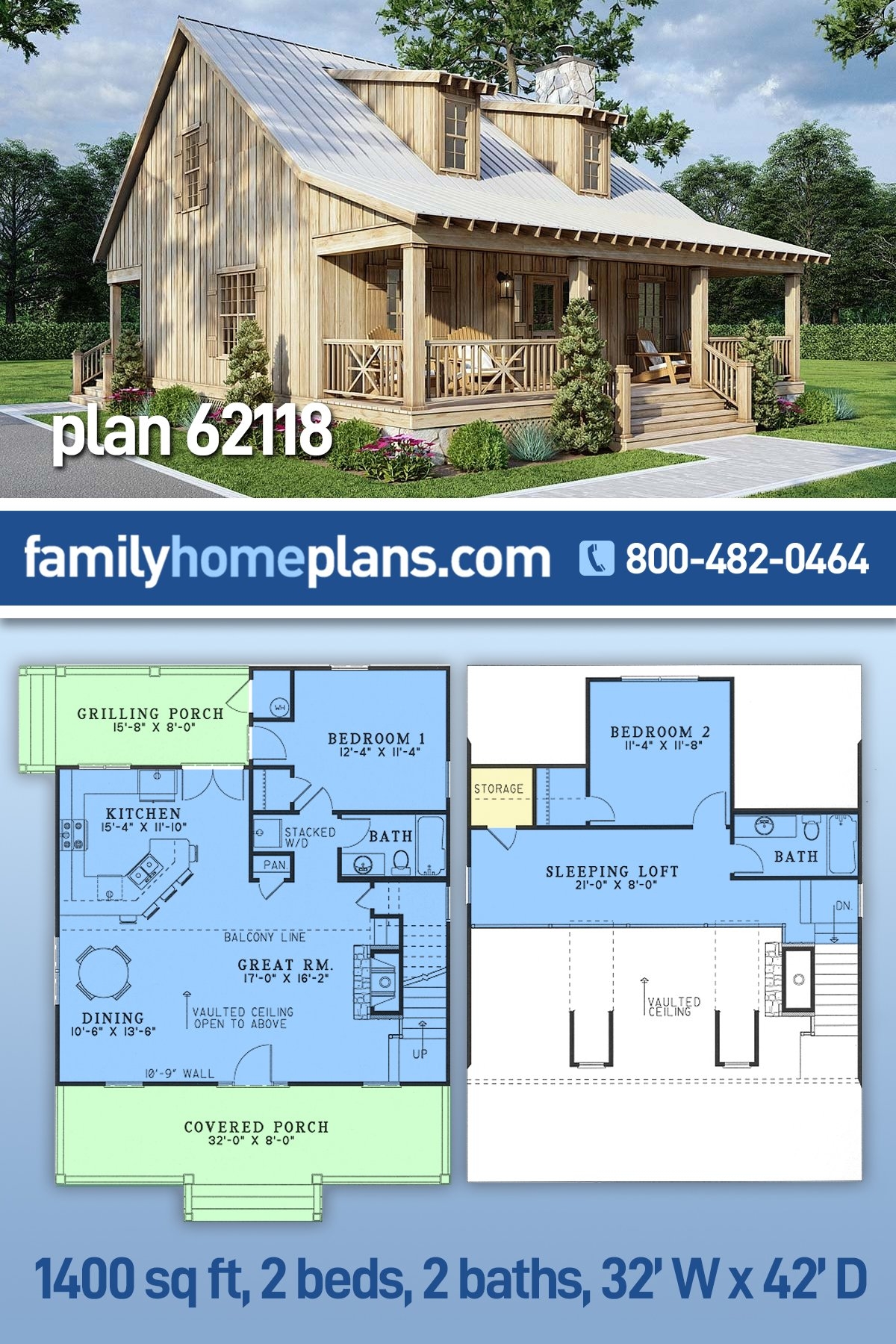 Plan 62118 Country Cabin Plan With Metal Roof Plan 62118 Country Cabin Plan With Metal Roof