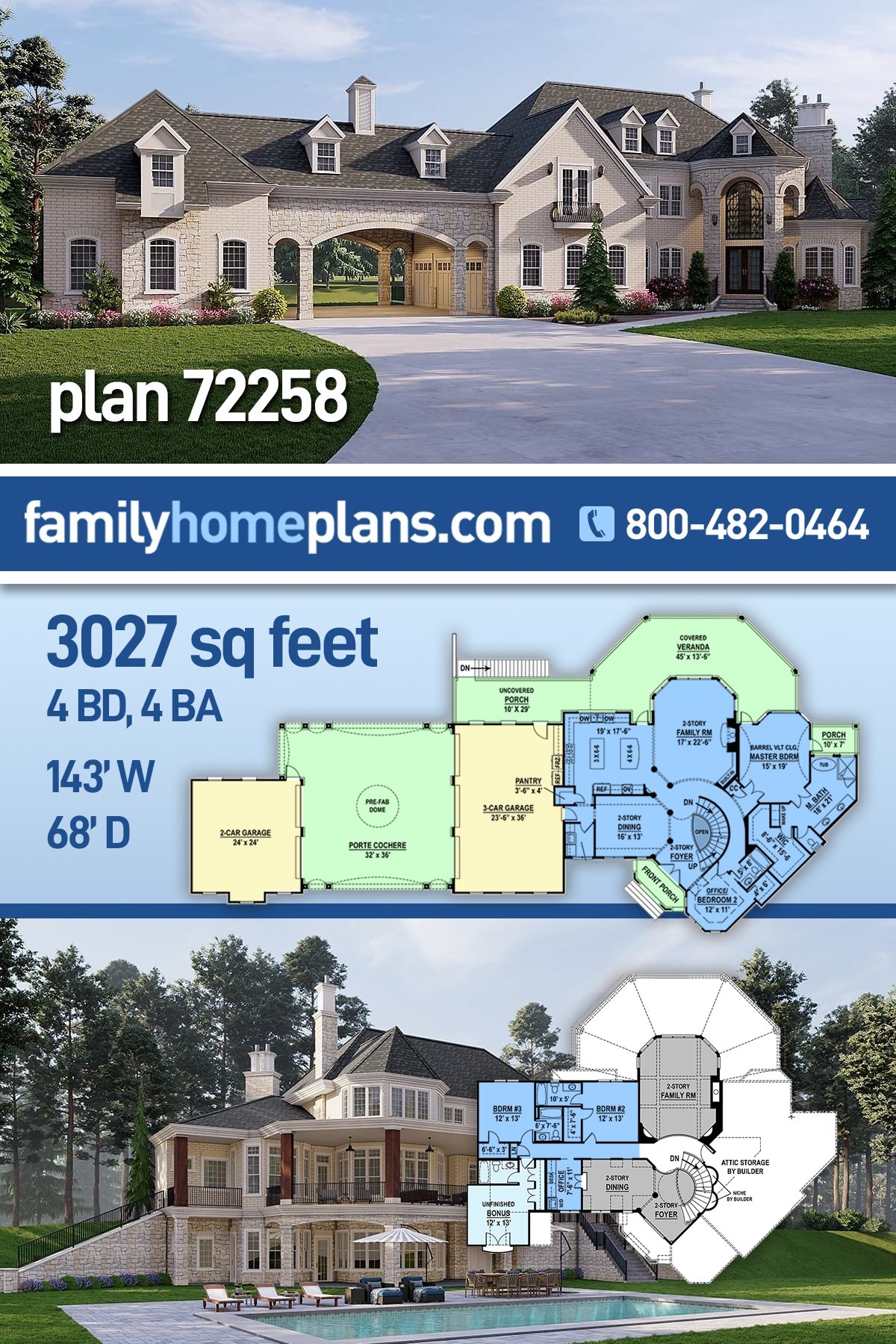 Plan 72258 European House Plan With Walkout Basement Plan 72258 European House Plan With Walkout Basement
