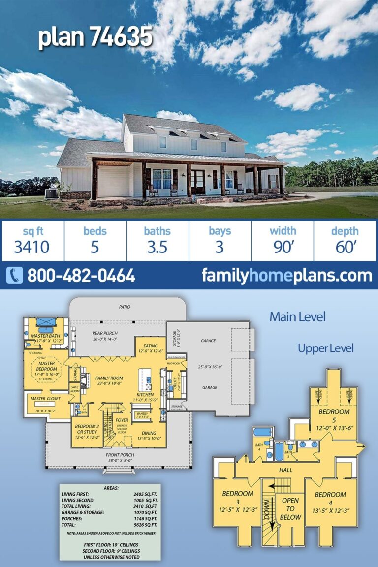 Plan 74635 New 5 Bedroom Barndominium House Plan Has 3410 Sq Ft