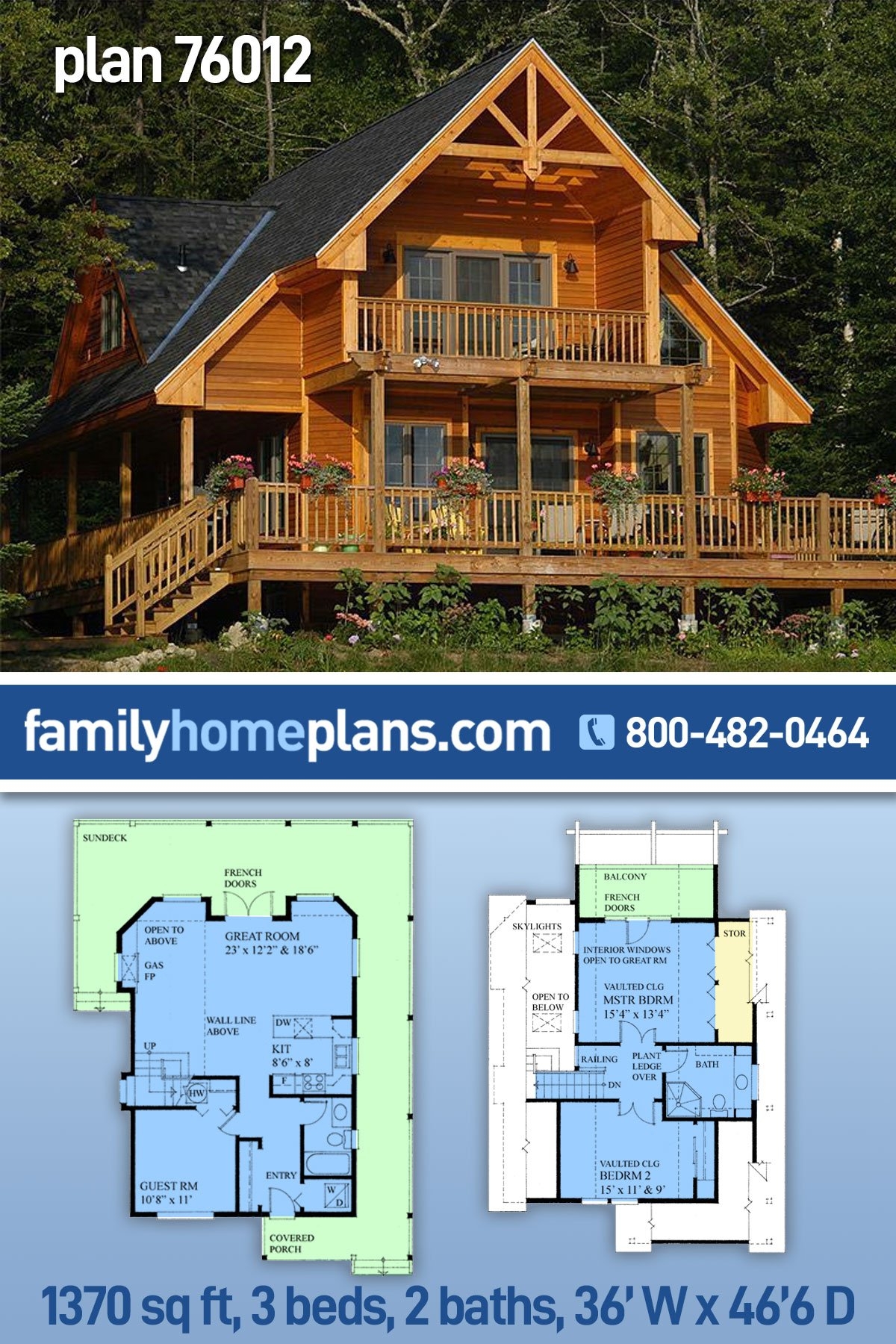 Plan 76012 3 Bedroom Mountainside Country Cabin Plan Plan 76012 3 Bedroom Mountainside Country Cabin Plan