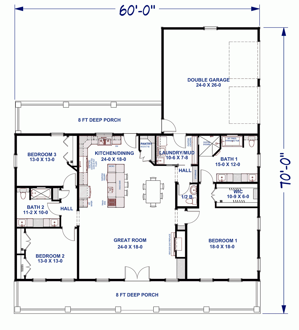 Plan 77434 Southern Style With 3 Bed 3 Bath 2 Car Garage Plan 77434 Southern Style With 3 Bed 3 Bath 2 Car Garage
