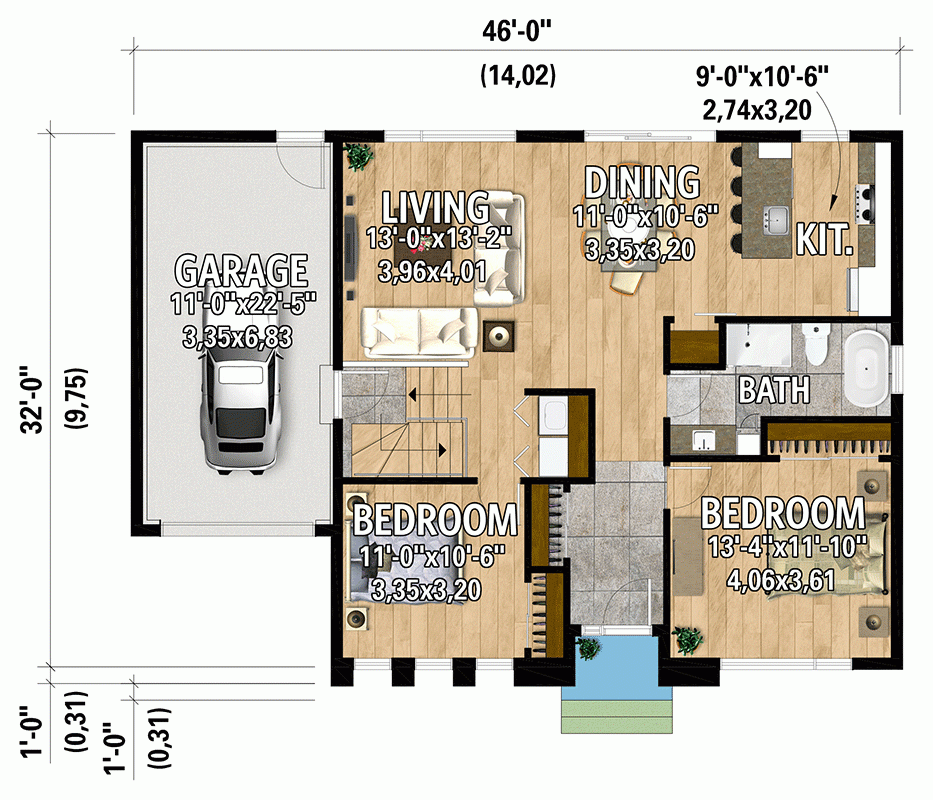 Plan 801141PM One Story Two Bedroom Contemporary European Style House Plan Under 1100 Square Feet Plan 801141PM One Story Two Bedroom Contemporary European Style House Plan Under 1100 Square Feet