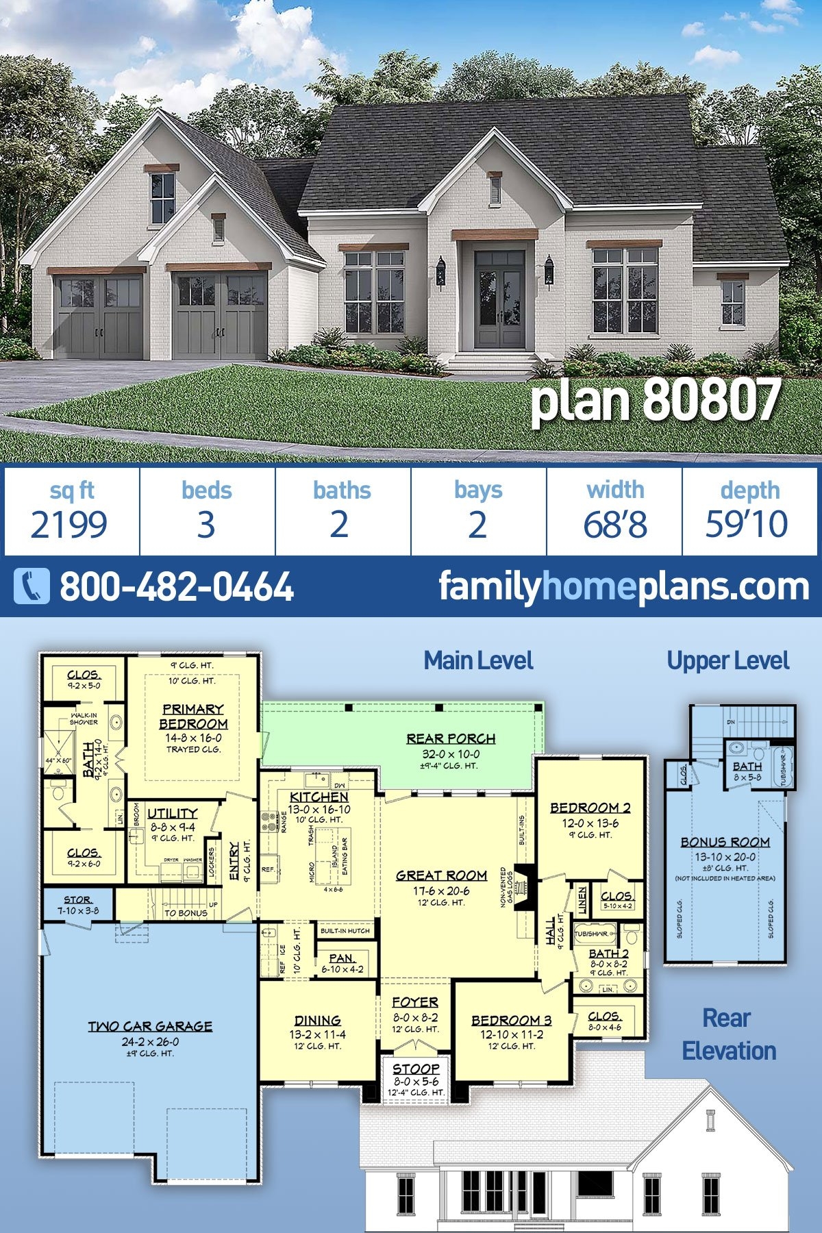 Plan 80807 Open Concept Farmhouse Home Plan With 2199 Sq Ft 3