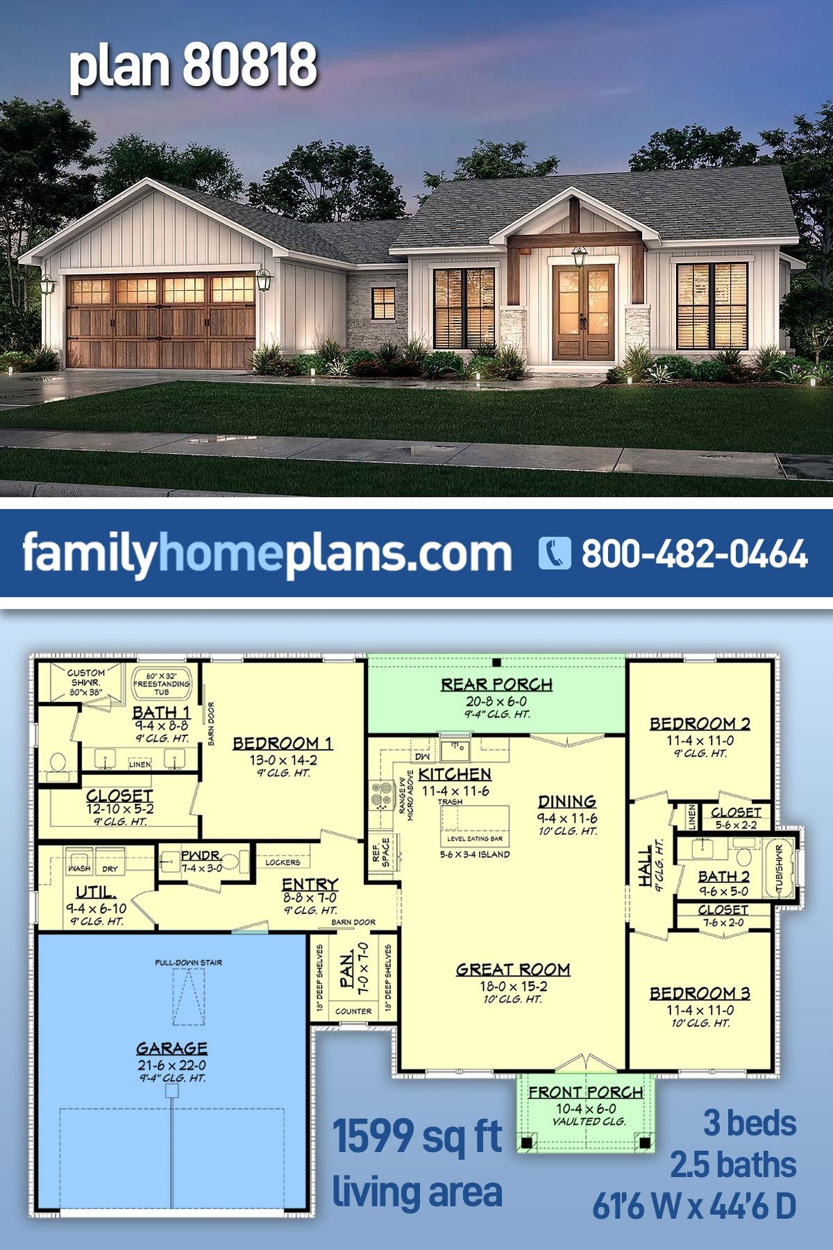 Plan 80818 Texas Ranch House Plan With 1599 Sq Ft 3 Beds 3 Ba Plan 80818 Texas Ranch House Plan With 1599 Sq Ft 3 Beds 3 Ba