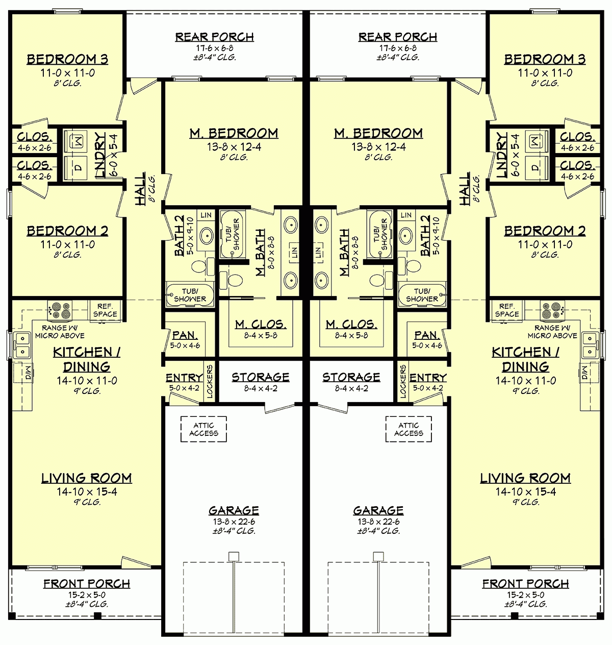 Plan 80887 Open Concept Country Style Duplex Plan Plan 80887 Open Concept Country Style Duplex Plan