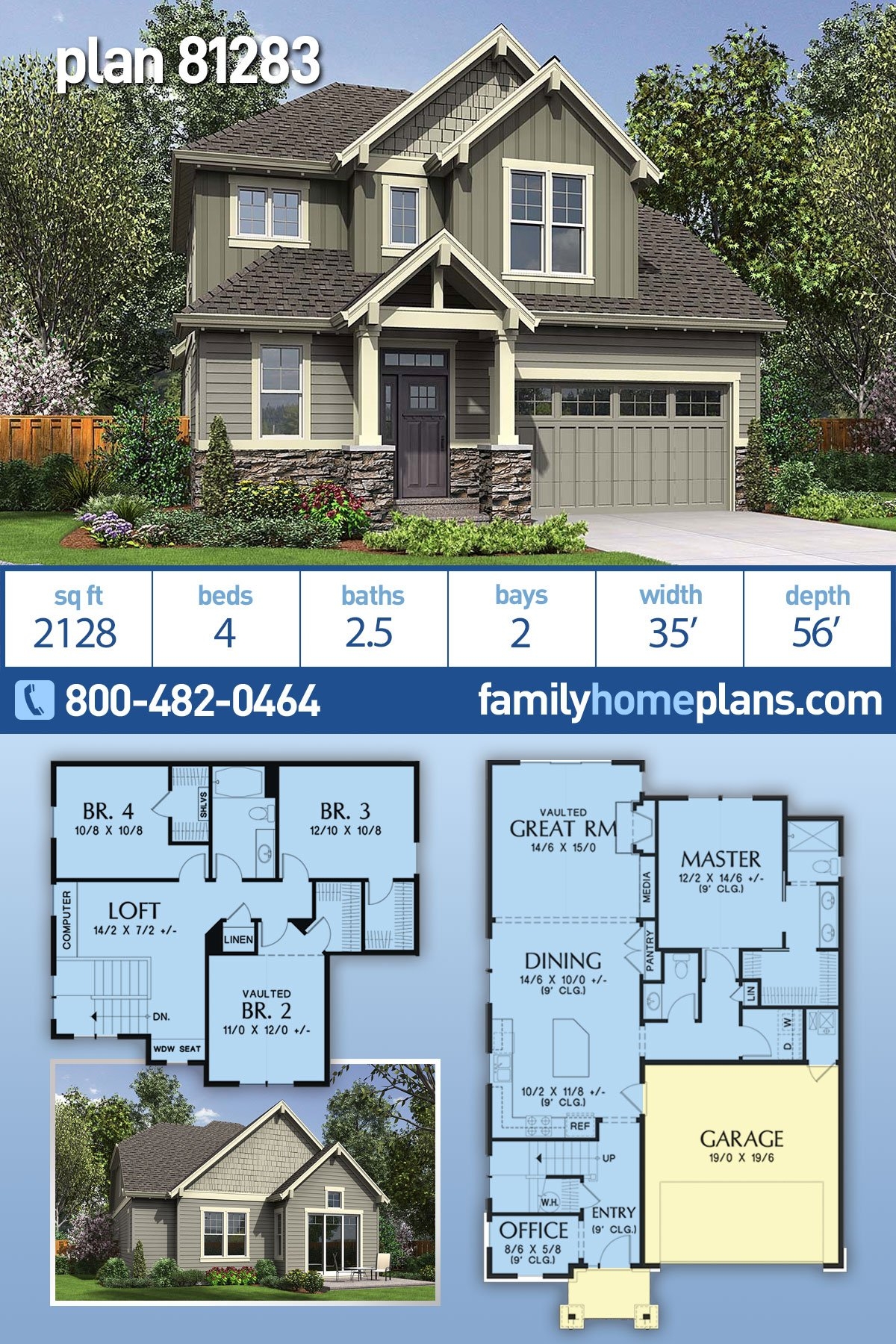 Plan 81283 4 Bedroom Craftsman Home Plan Plan 81283 4 Bedroom Craftsman Home Plan
