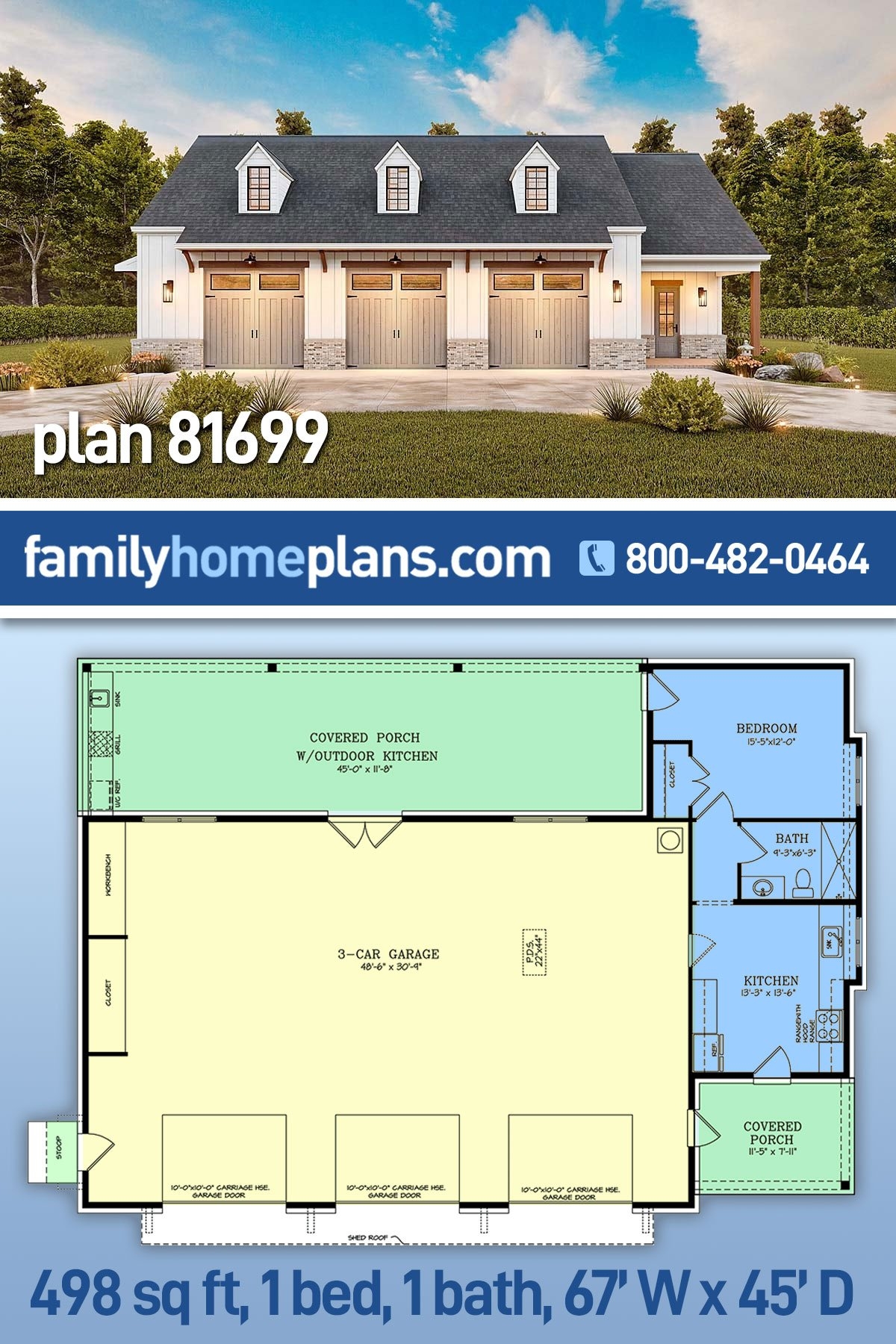 Plan 81699 Modern Farmhouse style Carriage House