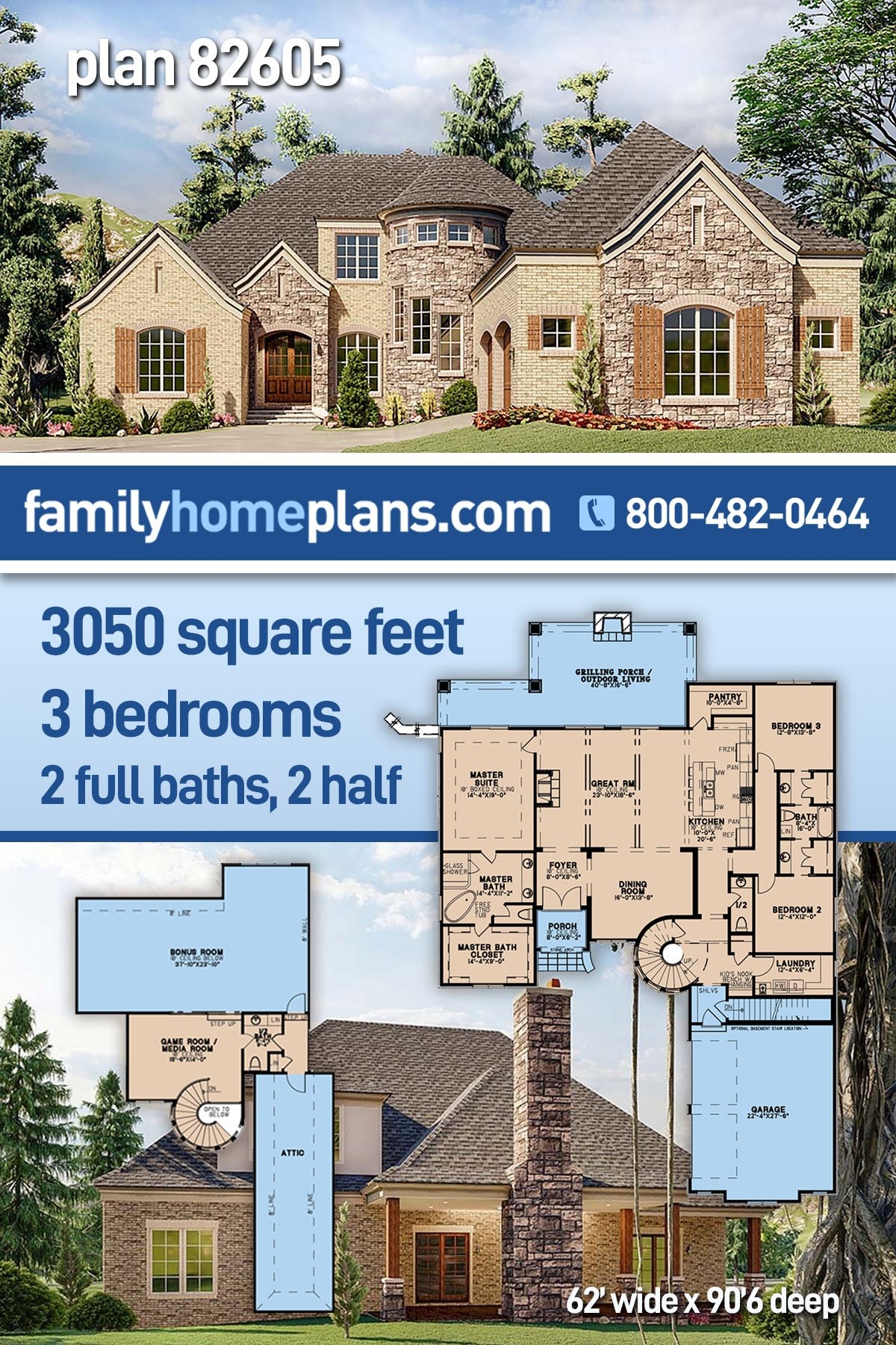 Plan 82605 European House Plan With Turret Enclosed Winding Sta Plan 82605 European House Plan With Turret Enclosed Winding Sta