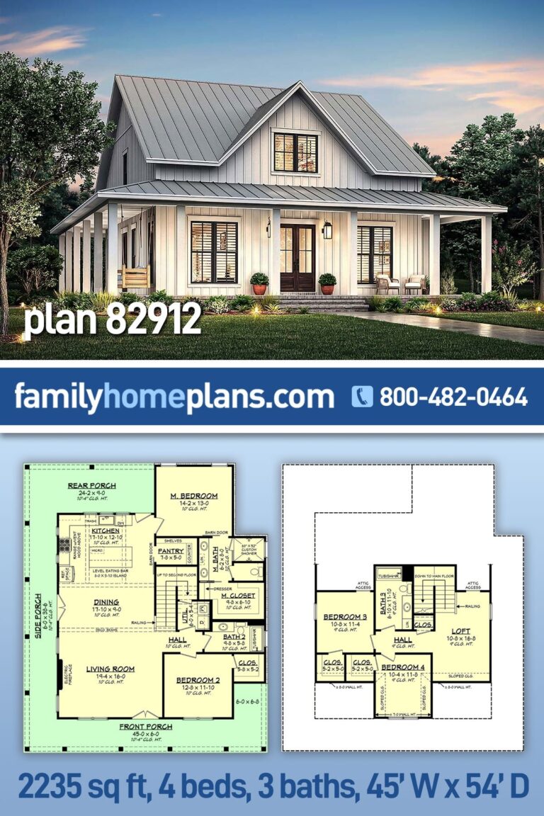 Plan 82912 Modern Farmhouse With Loft Space
