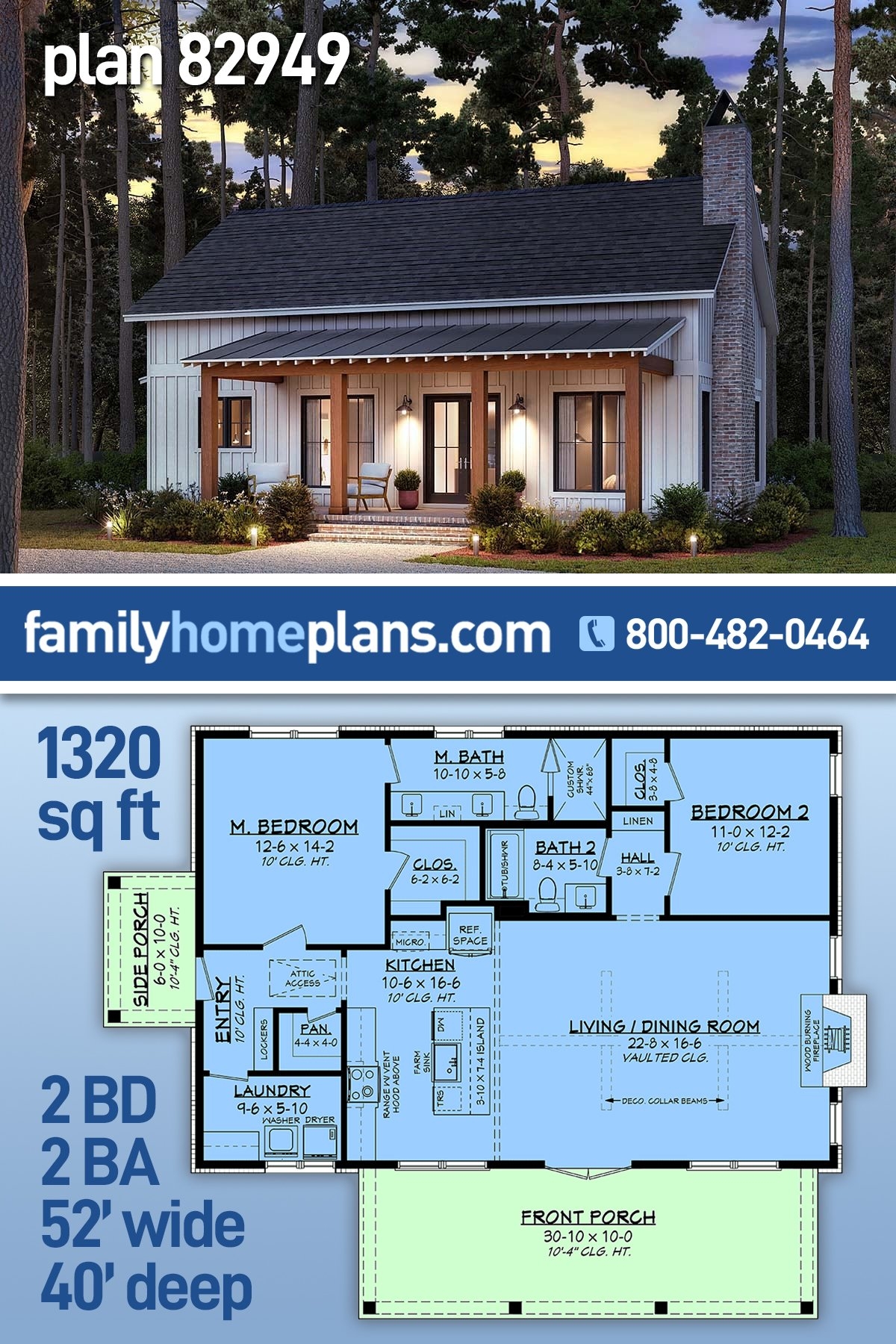 Plan 82949 Small Cottage House Plan With 2 Beds 2 Baths Plan 82949 Small Cottage House Plan With 2 Beds 2 Baths