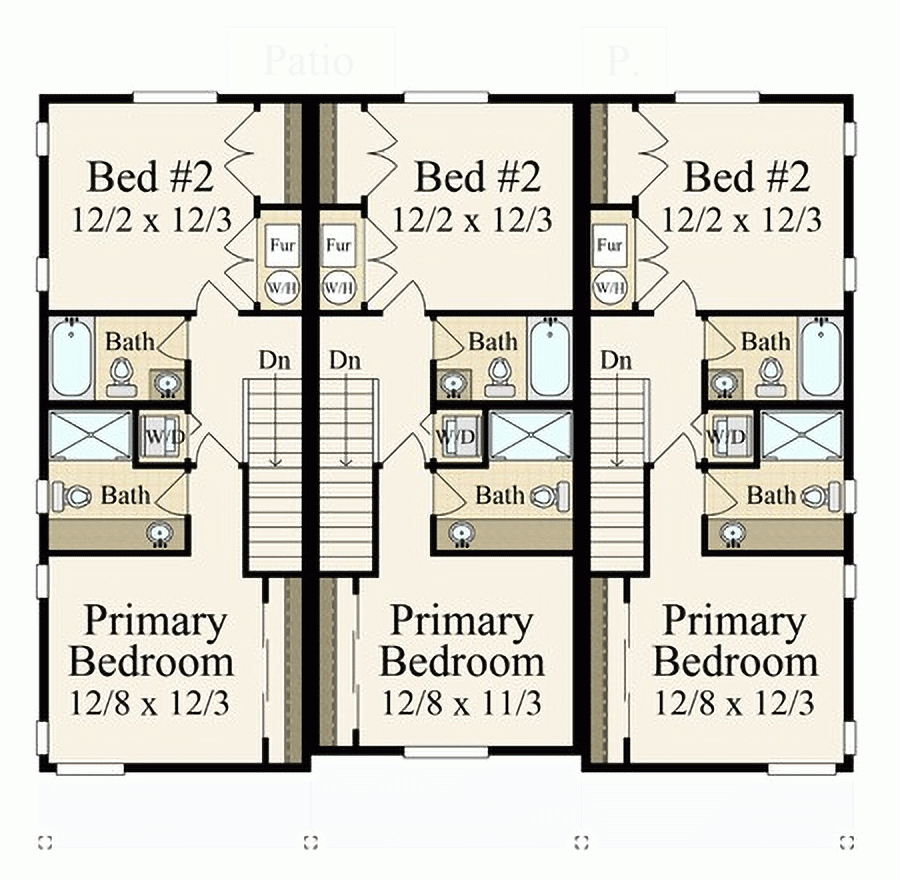Plan 85428MS 3 Story Modern Triplex House Plan With Two 1550 Sq Ft Units And One 1518 Sq Ft One