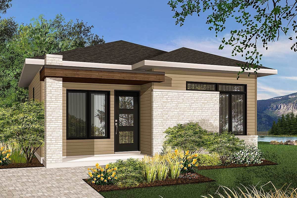 Plan DR 22456 1 2 Two Bedroom Tiny Modern House Plan Plan DR 22456 1 2 Two Bedroom Tiny Modern House Plan