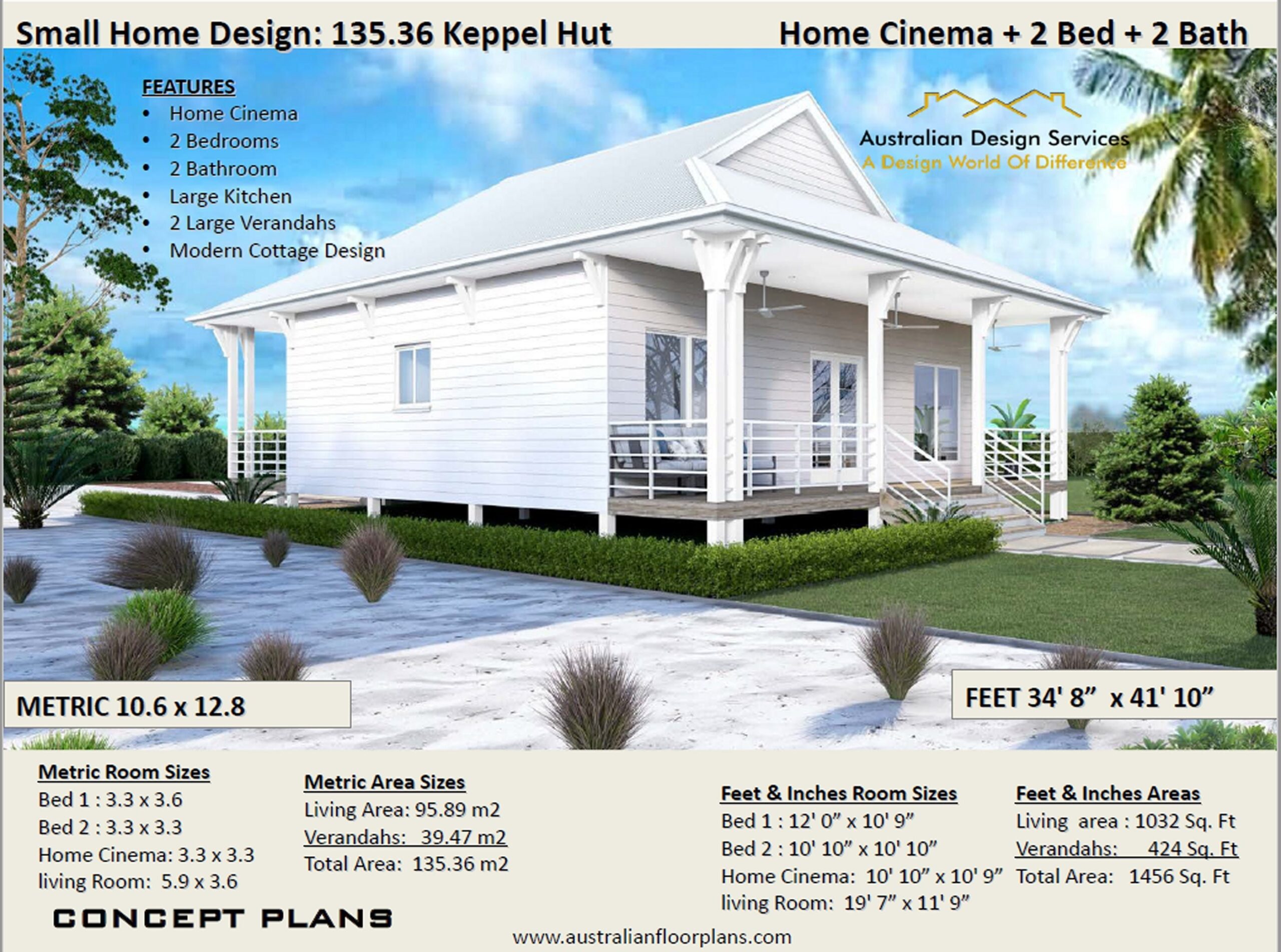 SIMPLE BEACH HOUSE Or Granny Flat Small And Tiny Home Design 95 9m2 1032 Sq Feet Country 2 Bed House Plans For Sale 1000 Sq Feet Etsy