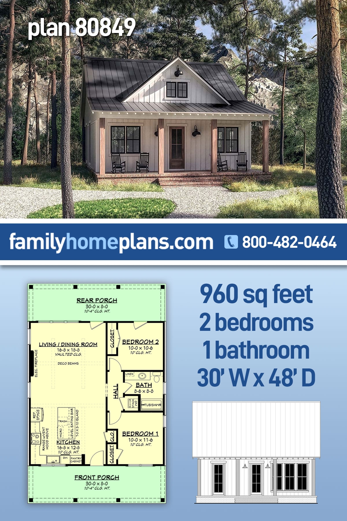 Small Country Cabin Plan With 960 Square Feet Small Country Cabin Plan With 960 Square Feet