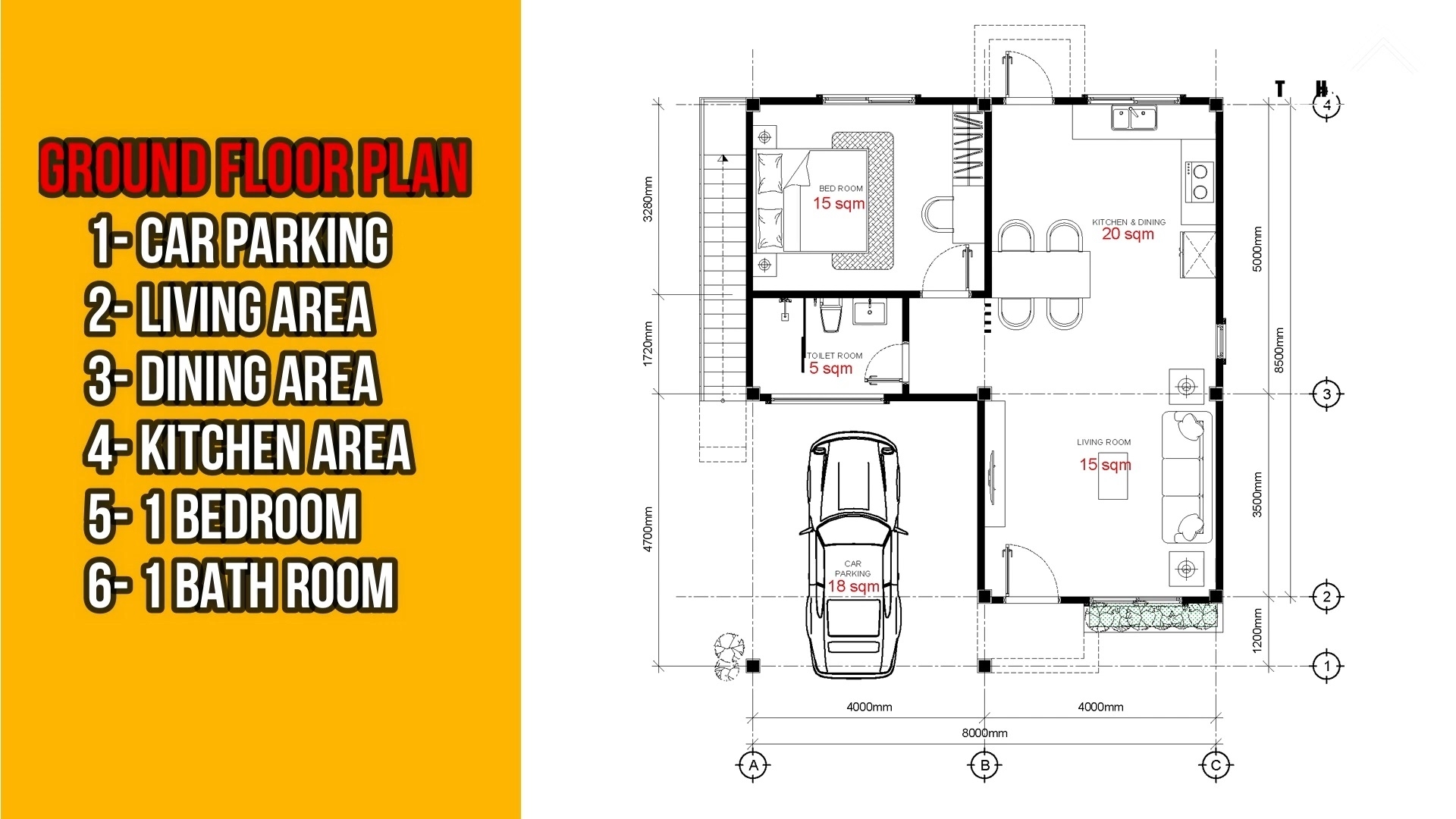 Small House Design 8x8 5 Meter 26x29 Feet 1 Bedroom 1 Bath 68sqm House Plans 3D Small House Design 8x8 5 Meter 26x29 Feet 1 Bedroom 1 Bath 68sqm House Plans 3D
