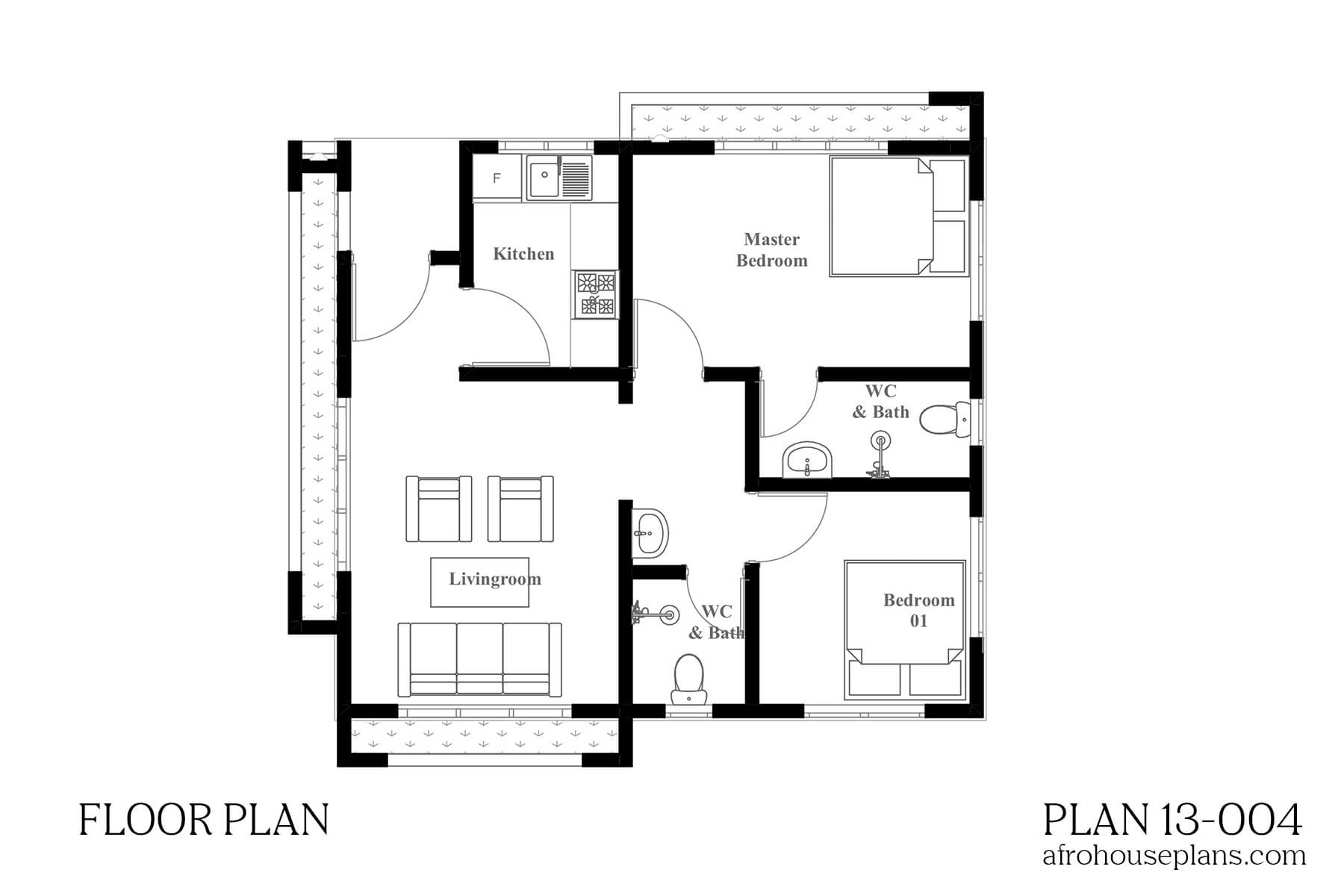Small House Plan With 2 Bedrooms 13 004 AfroHousePlans Small House Plan With 2 Bedrooms 13 004 AfroHousePlans