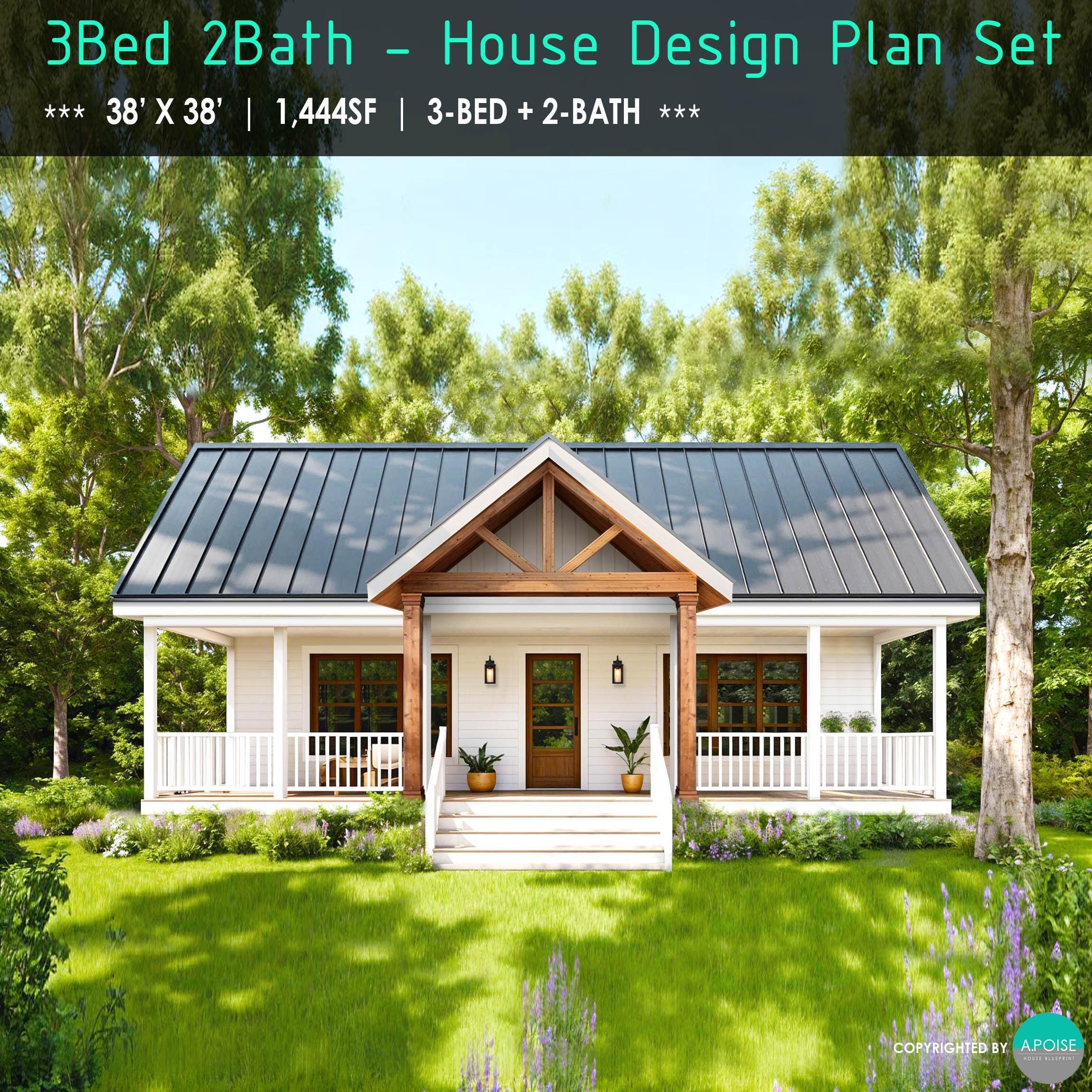 Small House Plans 3 Bedroom Etsy Australia