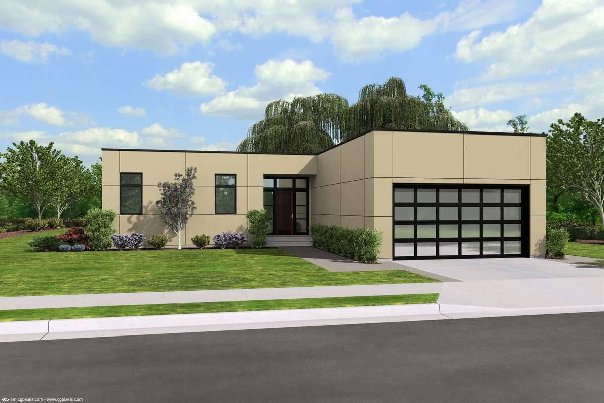 Small Modern L shaped 2 bedroom Ranch House Plan 1632