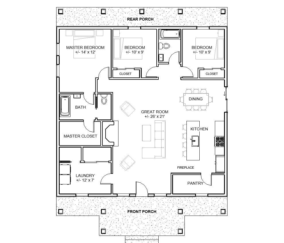 Spacious Cottage 3 Bed 2 Bath 40 x40 Custom House Plans And Blueprints Etsy Spacious Cottage 3 Bed 2 Bath 40 x40 Custom House Plans And Blueprints Etsy