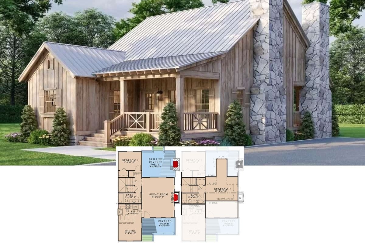 Step Inside This Picture Perfect 2 Bedroom Rustic Cabin 1 266 Sq Ft Floor Plan 