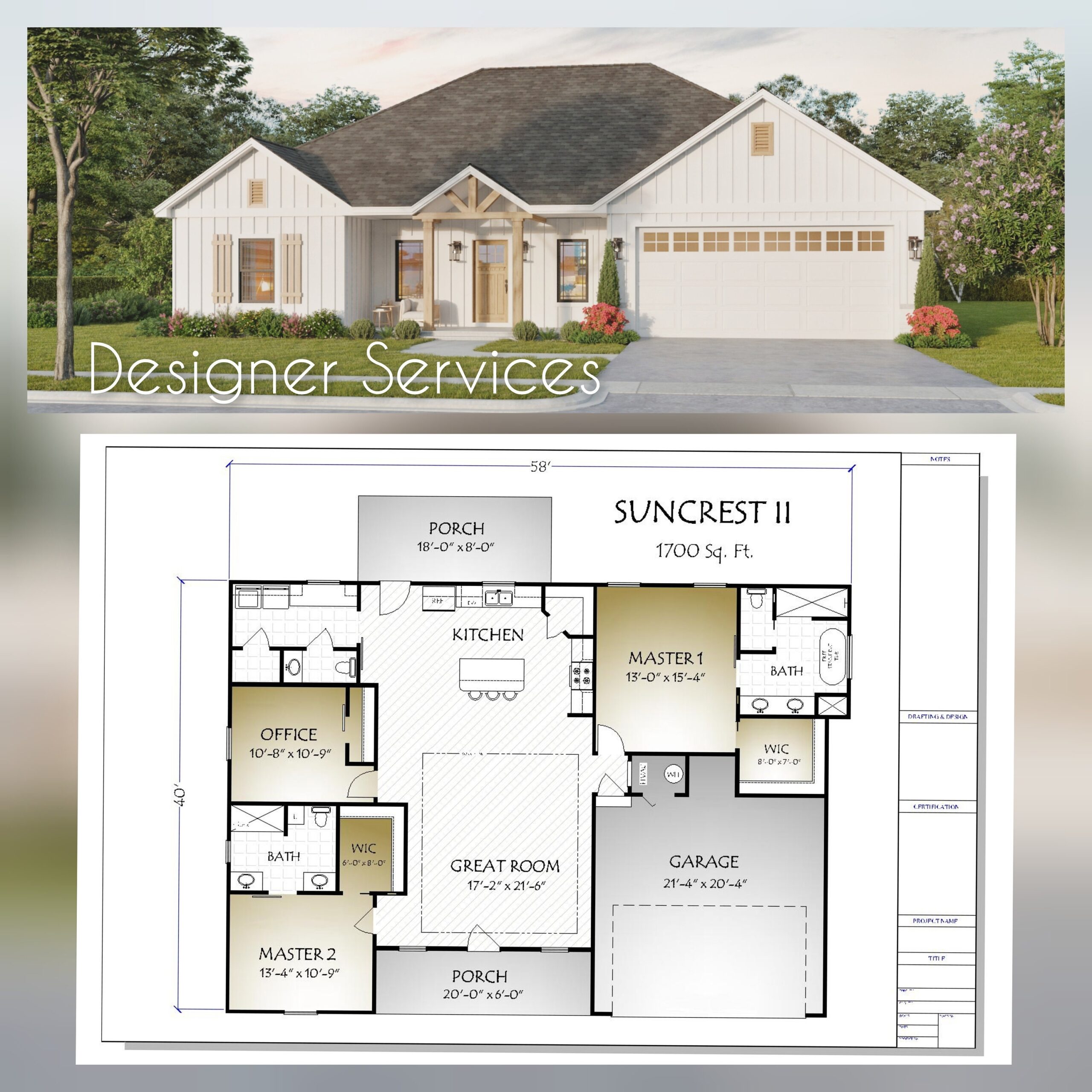 Suncrest II House Plan 1700 Heated Square Feet