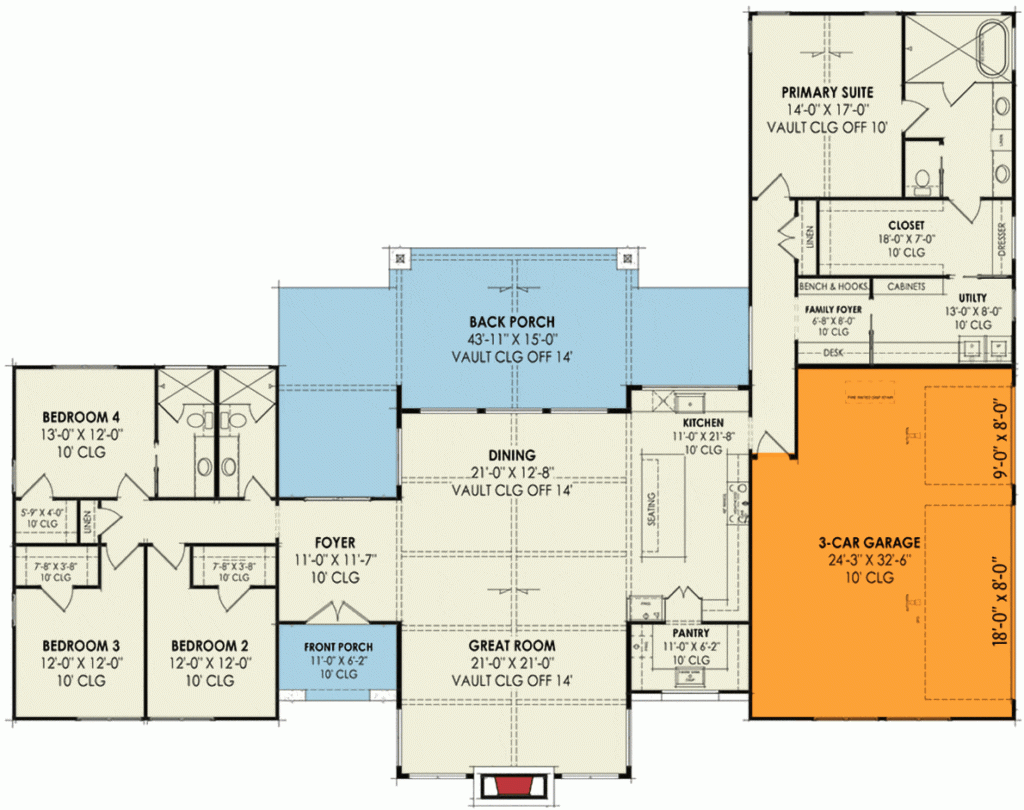 Symmetrical Scandinavian House Plan With Split Beds And Vaulted Symmetrical Scandinavian House Plan With Split Beds And Vaulted