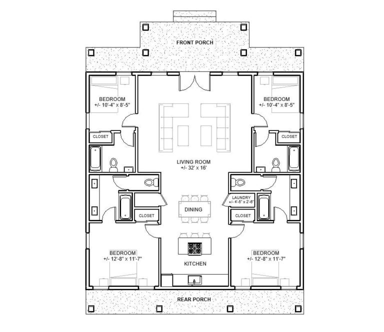 The Grand Estate House 4 Bed 4 Bath 40 x40 Custom House Plans And Blueprints