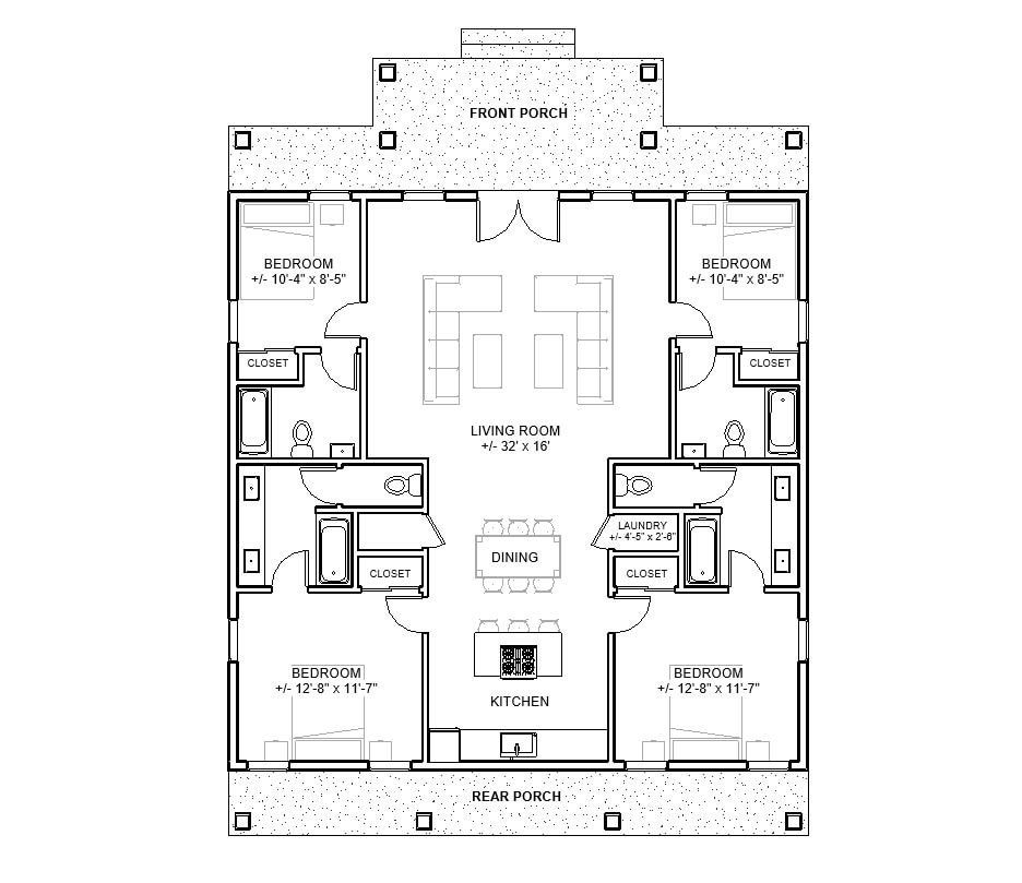The Grand Estate House 4 Bed 4 Bath 40 x40 Custom House Plans And Blueprints