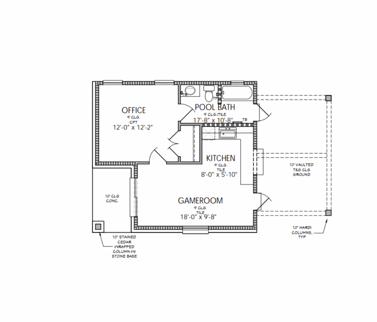 The Pool House Floor Plan By Texas Custom Home Builder Kurk Homes