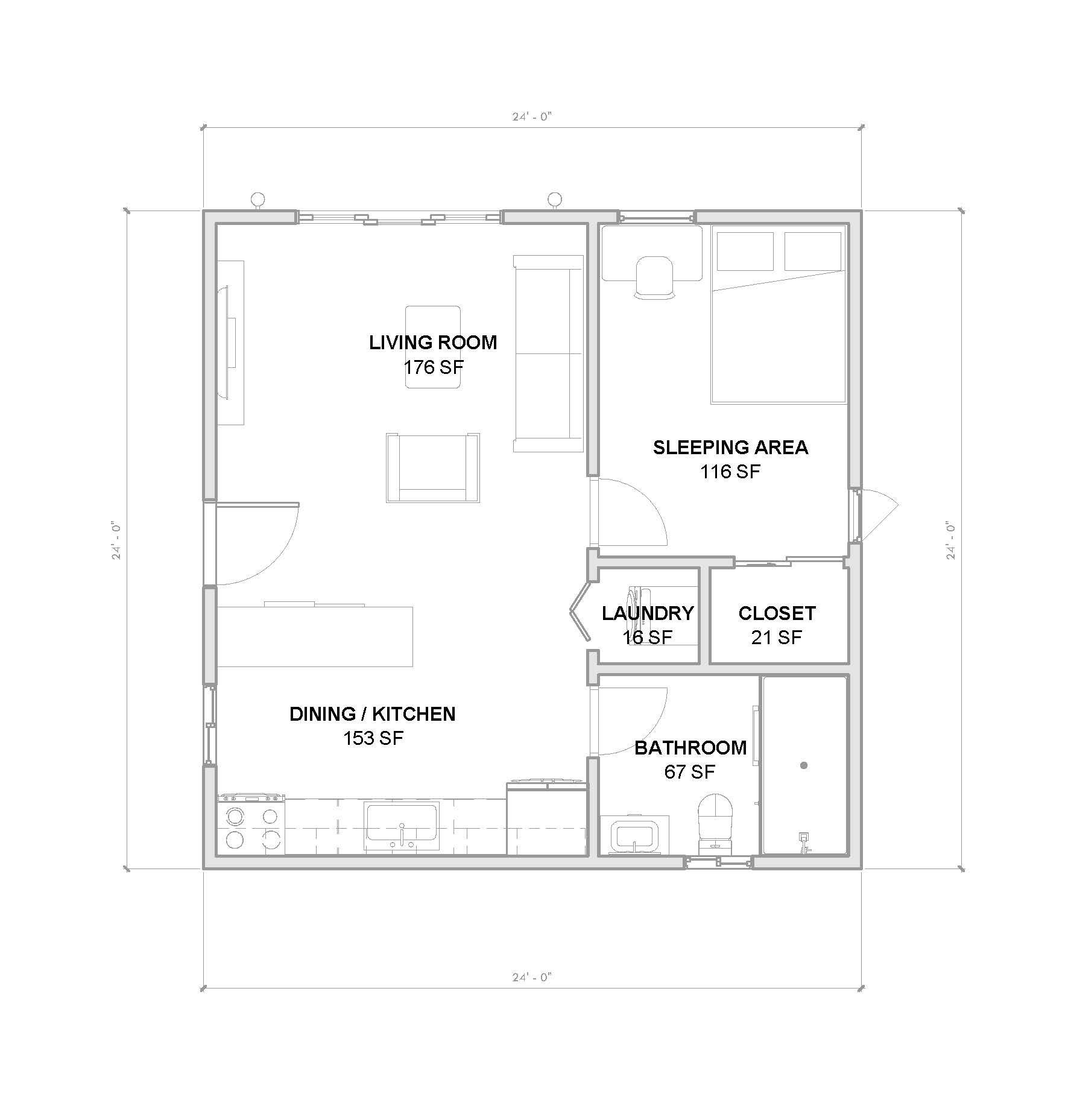 Tiny House Plan 1 Bed 1 Bath Small Cabin Design 576 Sq Ft Tiny House Plan 1 Bed 1 Bath Small Cabin Design 576 Sq Ft