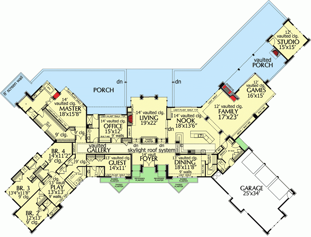 Unique X Shaped House Plan With Private Studio Space Floor Plan Luxe Dreamer Unique X Shaped House Plan With Private Studio Space Floor Plan Luxe Dreamer