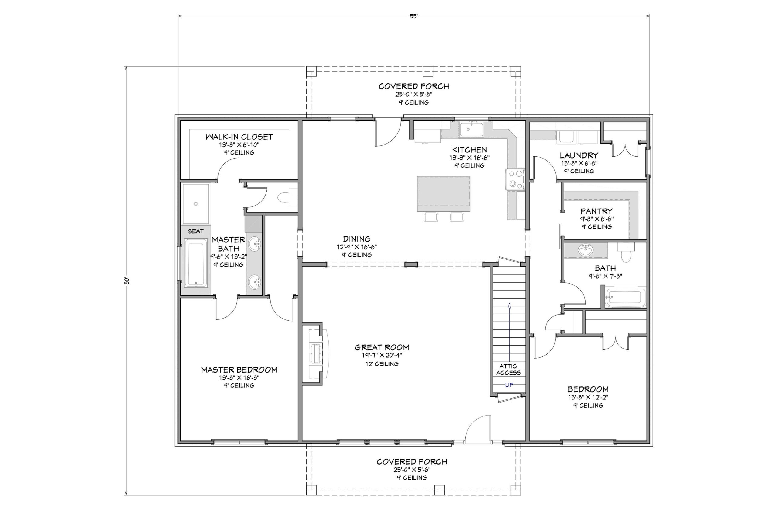 Urban Barndominium One Level 2 Bedroom 2 Bath 2 033 SF 