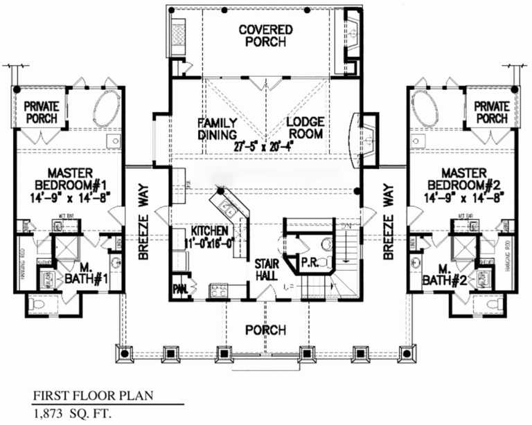 Vacation House Plan With Two Master Suites