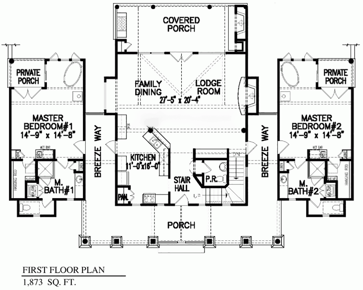 Vacation House Plan With Two Master Suites