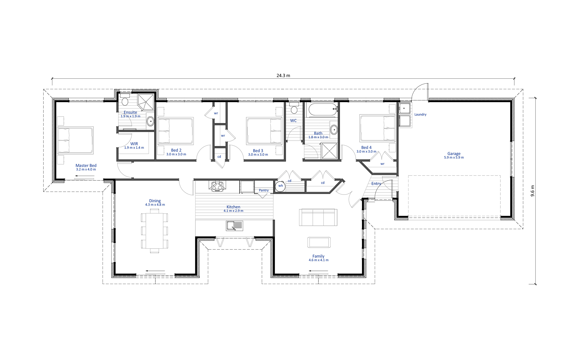 Wairakei 4 Bedroom House Plan Double Garage Latitude Homes Wairakei 4 Bedroom House Plan Double Garage Latitude Homes