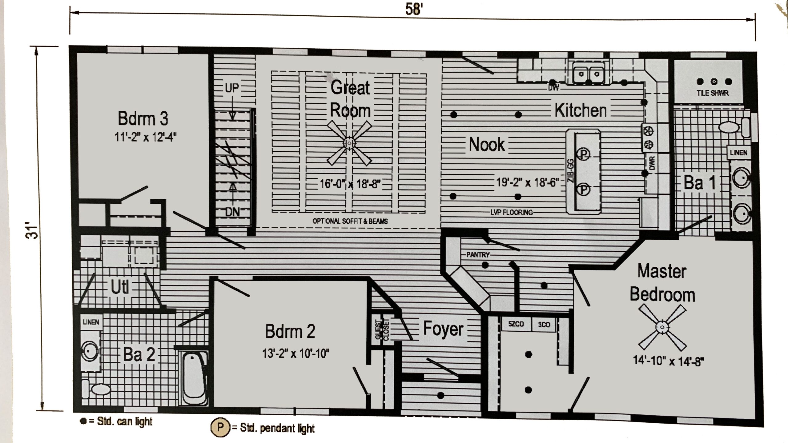 Two Bedroom Three Bath House Plans