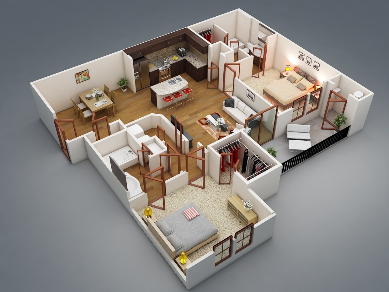 Two Bedrooms House Plans Designs