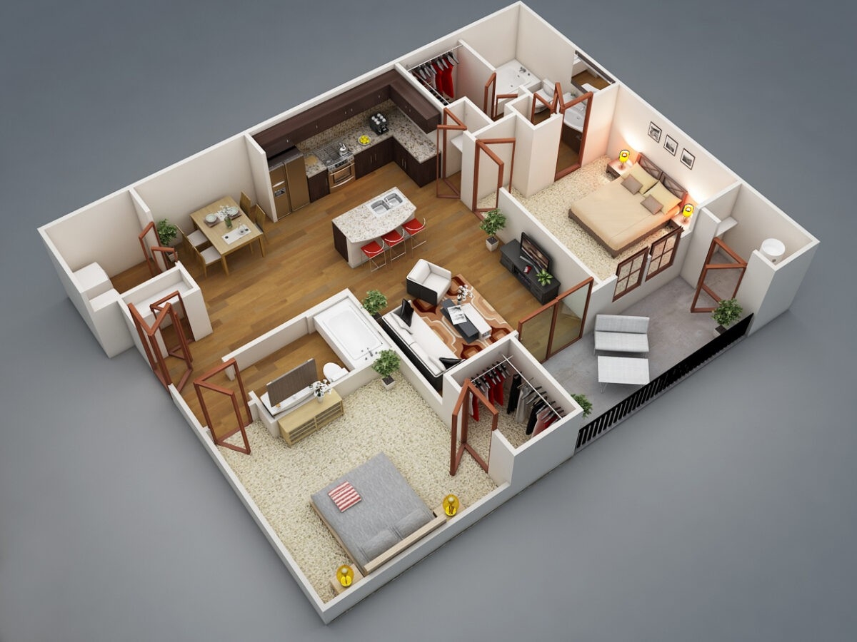 2 Bedroom Flat House Plan