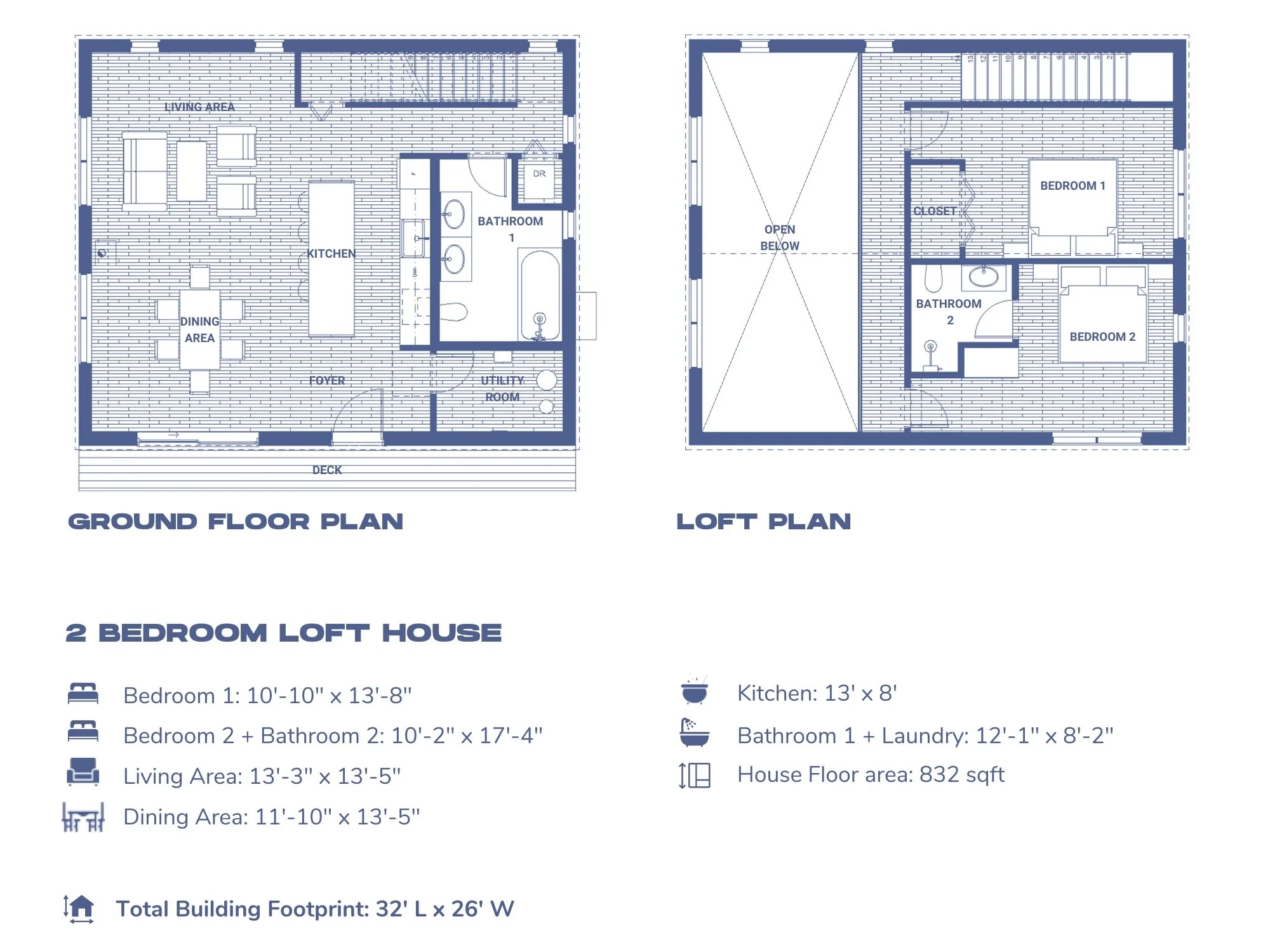 Two Bedroom House Plans With Loft