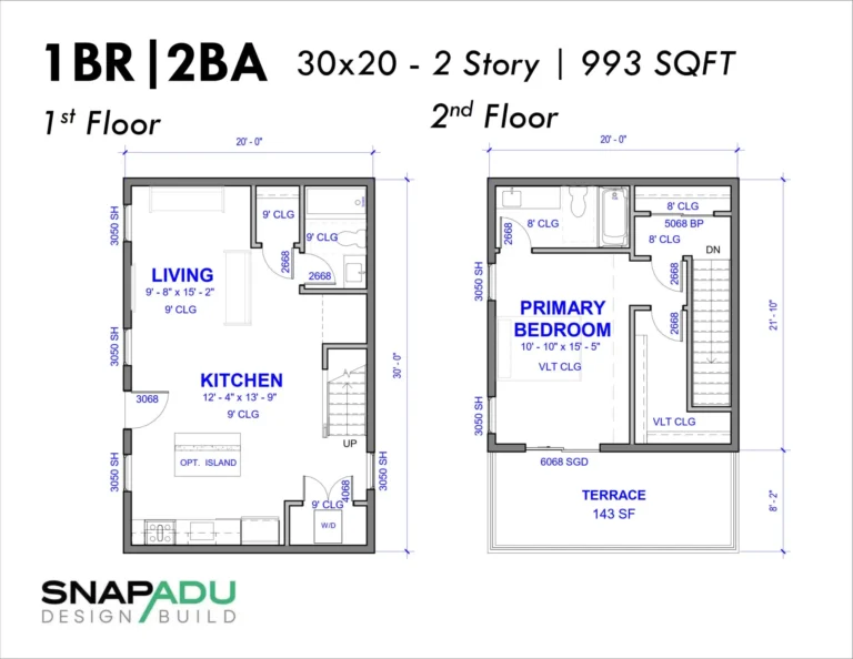 2 Story Casita Plans 1 000 Sq Ft 1 Bed 2 Bath Design