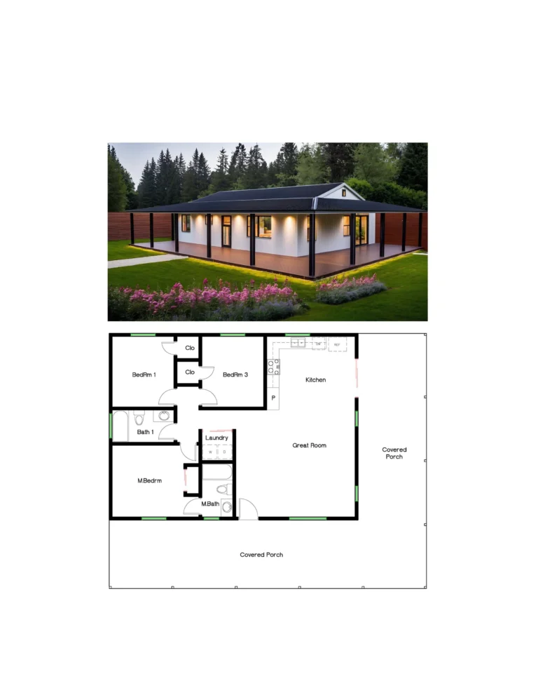 24x40 House Plan 2 Bedroom Etsy
