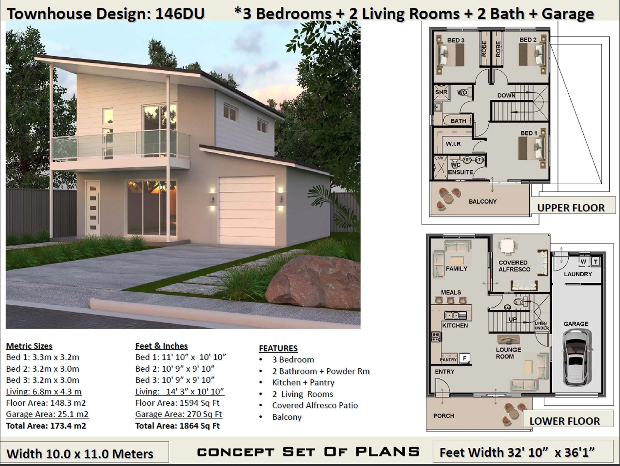 Two Storey 3 Bedroom House Plans